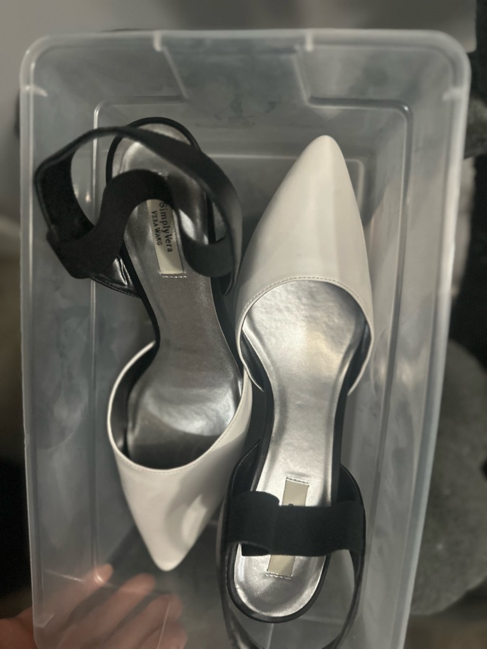 Simply Vera Vera Wang Two-Tone Pointed Toe Slingback Heels - White and Black
